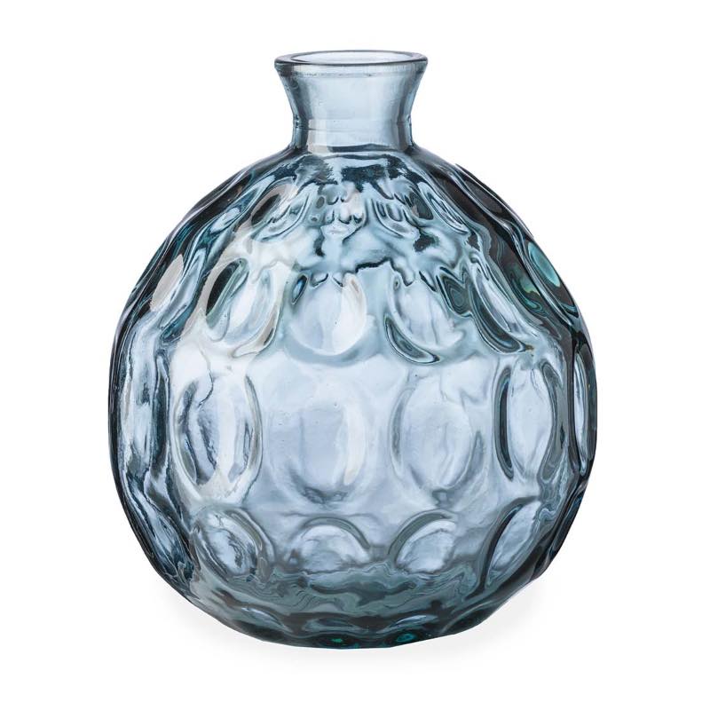 Dune Round Recycled Dimpled Glass Vase, 7.5